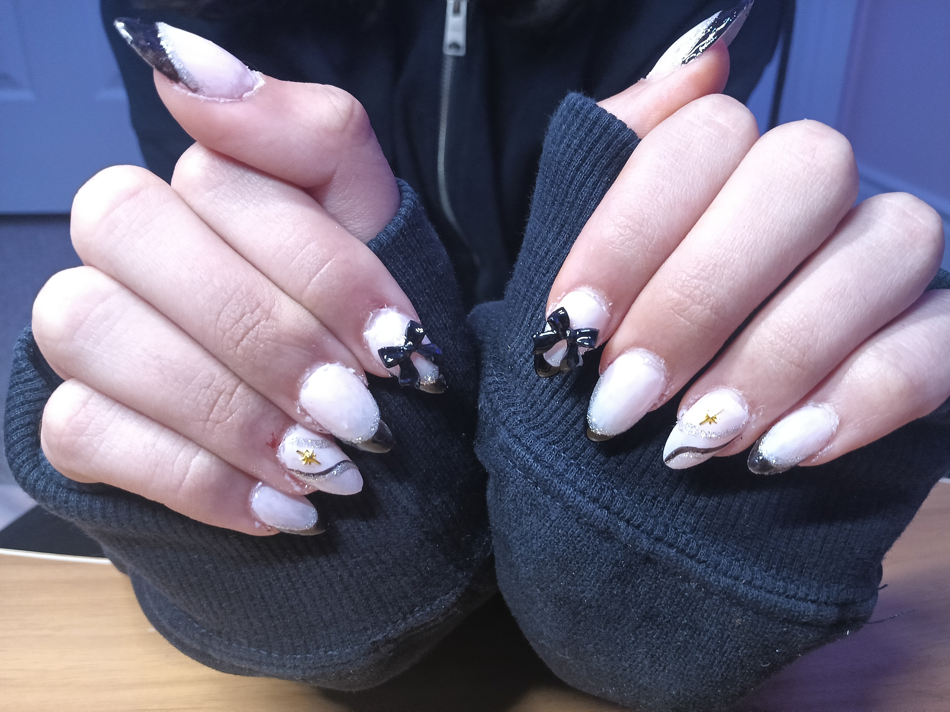 Rose Shimmer press-on nail set by Sets by Ginni and Soni