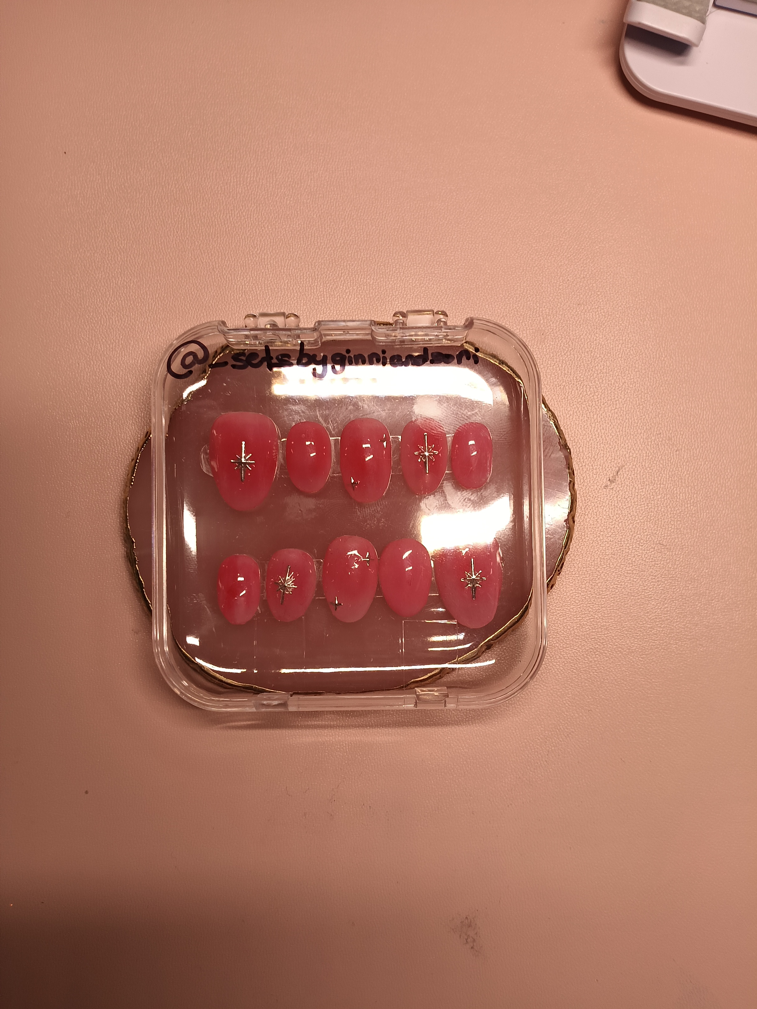 Cherry Star press-on nail set by Sets by Ginni and Soni